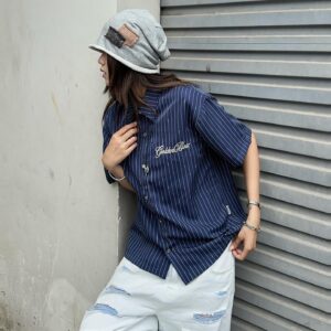 ao sơ mi kẻ sọc form boxy