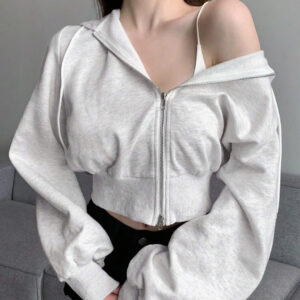 áo hoodie zip croptop