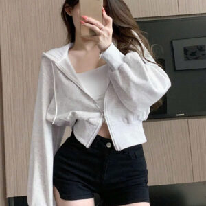 áo hoodie zip croptop
