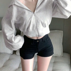 áo hoodie zip croptop