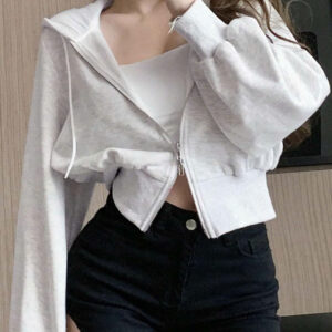 áo hoodie zip croptop